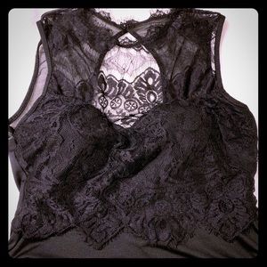 Black Lace Detailed Body Suit